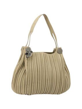 BVLGARI Shoulder Bag Leather Beige Silver